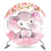 Lofaris Floral Elephant Girl Baby Shower Round Backdrop Cover